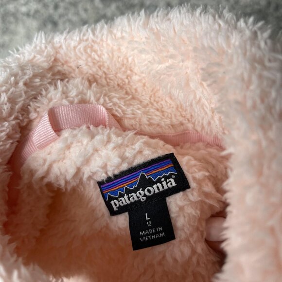 Patagonia Vest Womens Large 12 Pink Fuzzy Fleece Full Zip Sleeveless Outdoors - Picture 7 of 7